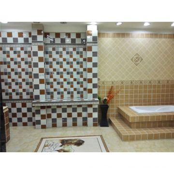 Telhas cerâmicas da parede do quarto e do banheiro do estilo diferente